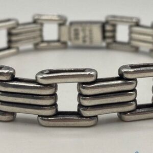 8" Modernist TL-50 925 Mexico Sterling Silver Link Bracelet 36.59g